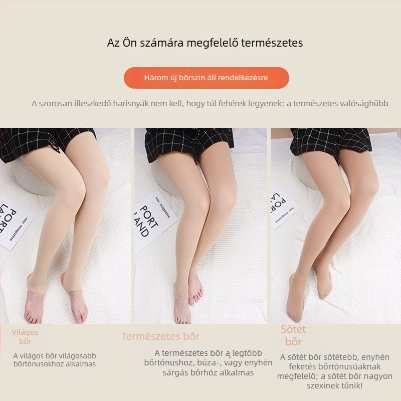 Plusz méretű nude színű leggings fleece béléssel, tavasz–őszre és külső viseletre télen