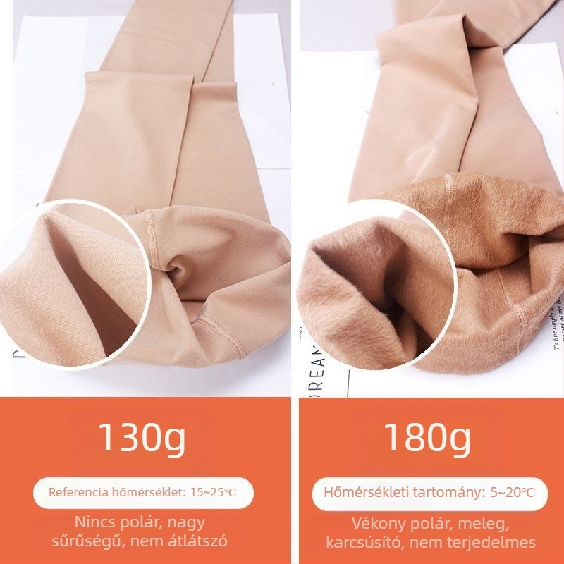 Plusz méretű nude színű leggings fleece béléssel, tavasz–őszre és külső viseletre télen