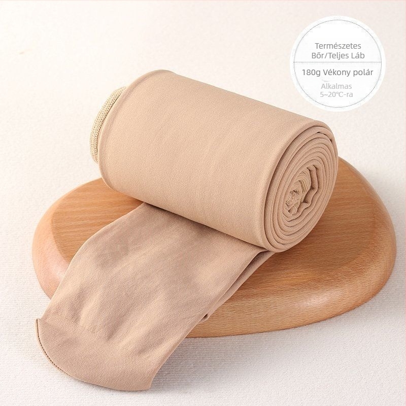 Plusz méretű nude színű leggings fleece béléssel, tavasz–őszre és külső viseletre télen