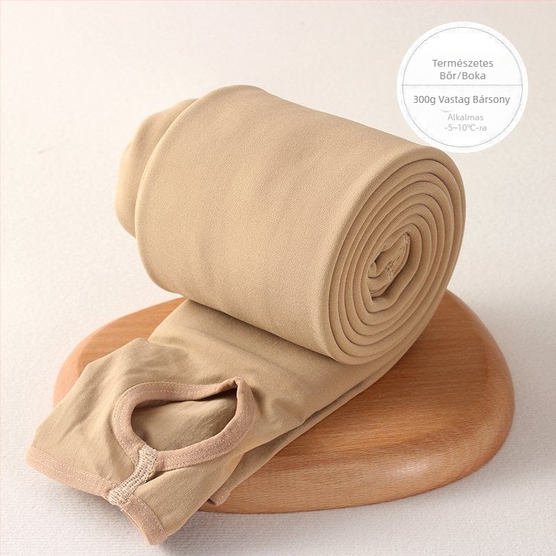 Plusz méretű nude színű leggings fleece béléssel, tavasz–őszre és külső viseletre télen