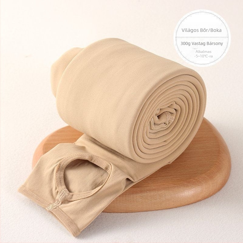 Plusz méretű nude színű leggings fleece béléssel, tavasz–őszre és külső viseletre télen