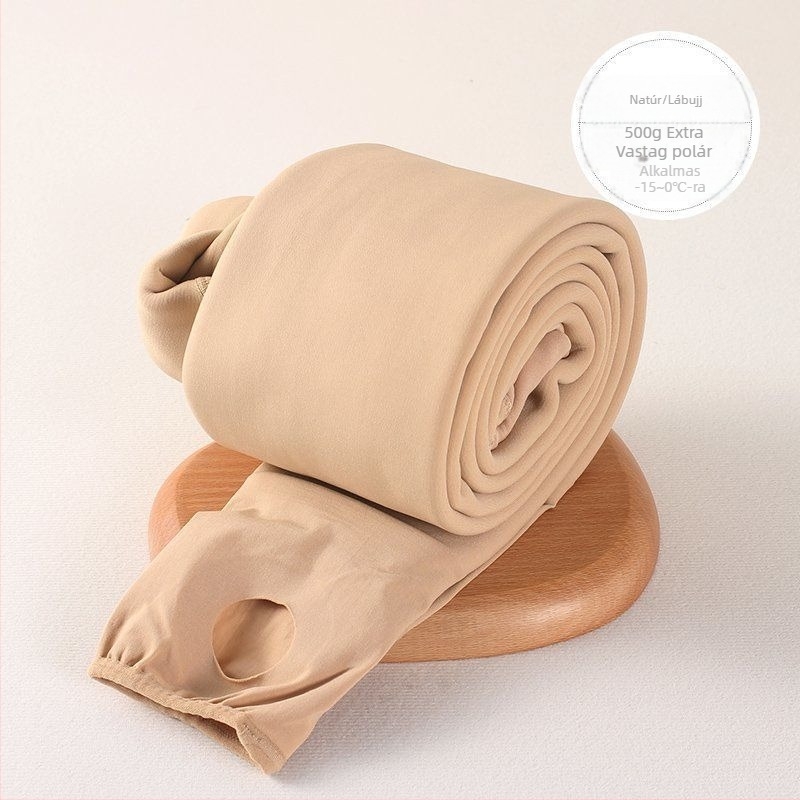 Plusz méretű nude színű leggings fleece béléssel, tavasz–őszre és külső viseletre télen