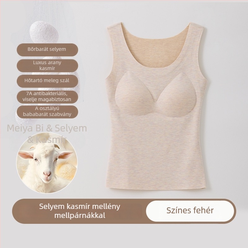 Kasmír-selyem termoszvet mellény mellpárnákkal, fleece-béléssel, női, fűtött alapszövet
