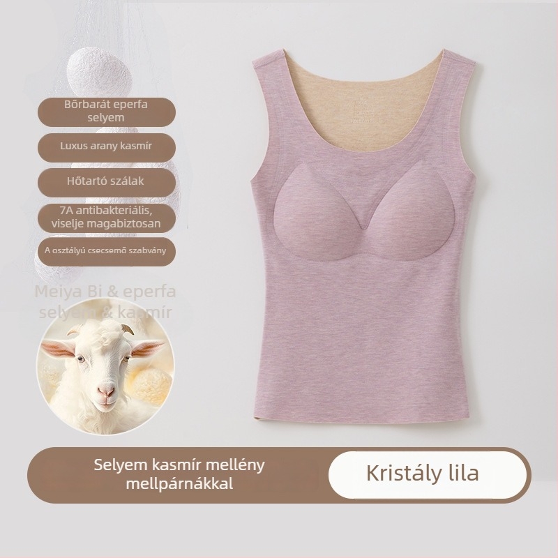Kasmír-selyem termoszvet mellény mellpárnákkal, fleece-béléssel, női, fűtött alapszövet