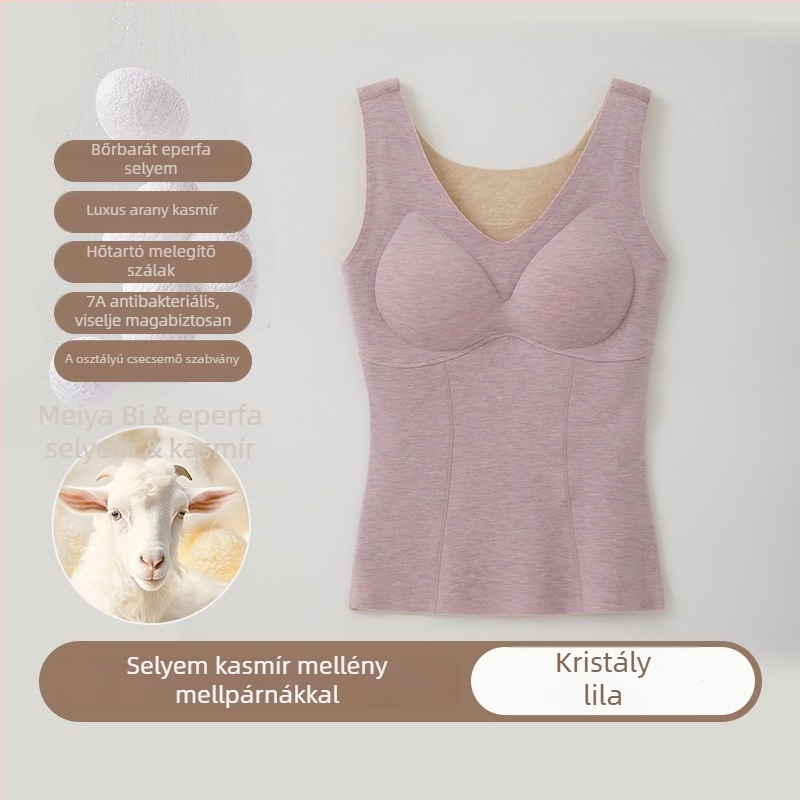 Kasmír-selyem termoszvet mellény mellpárnákkal, fleece-béléssel, női, fűtött alapszövet