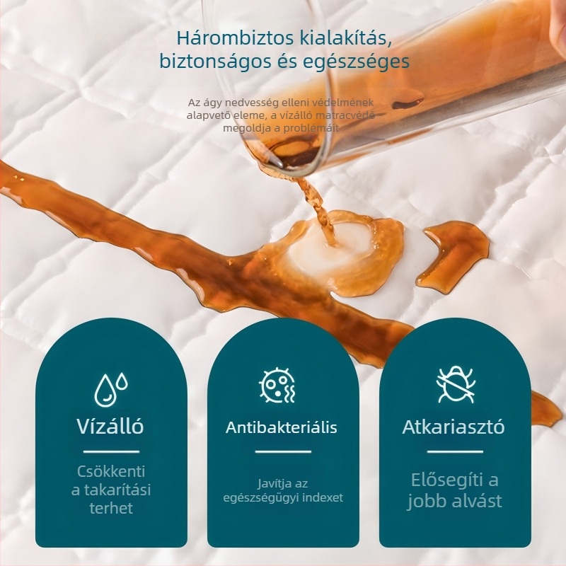 Grade A antibakteriális pamut fektető lepedő vízálló vizeletbarrierrel és töltött matracvédővel — egyszemélyes ágyneműfedél, bababarát