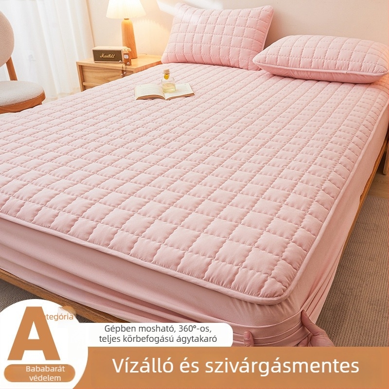 Grade A antibakteriális pamut fektető lepedő vízálló vizeletbarrierrel és töltött matracvédővel — egyszemélyes ágyneműfedél, bababarát