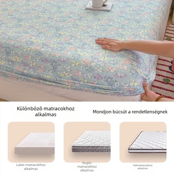 Virágmintás nyomtatott gumis lepedő, 1,8 m-es ágyhoz, bababiztos, mosott pamut, vidéki stílus