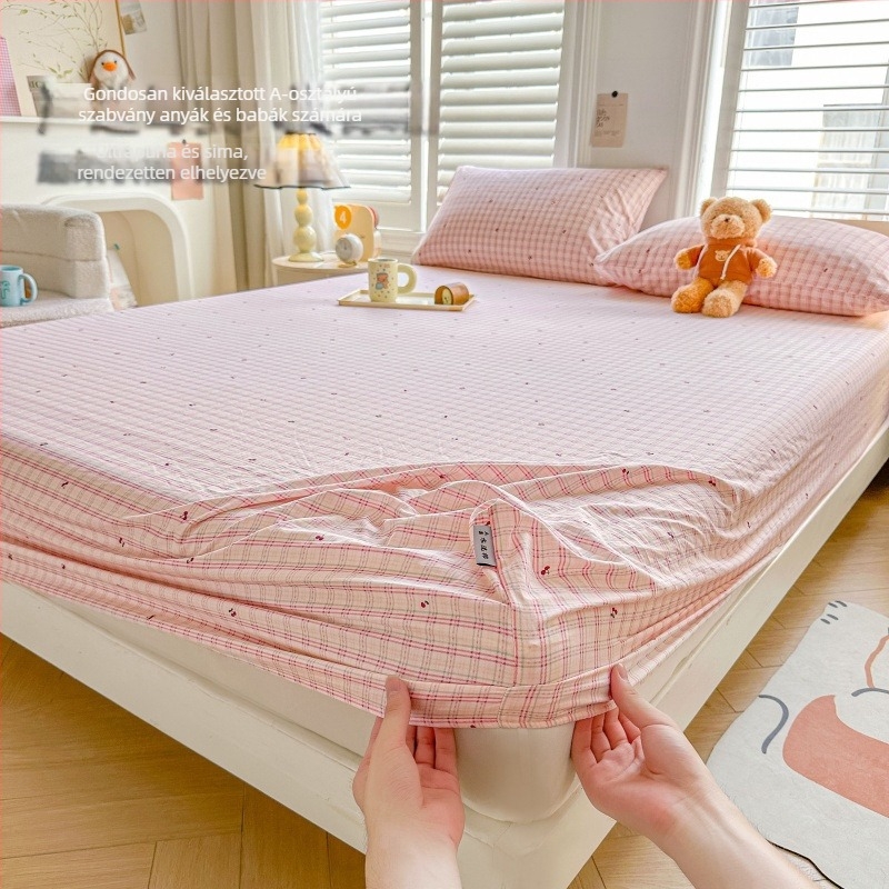 Virágmintás nyomtatott gumis lepedő, 1,8 m-es ágyhoz, bababiztos, mosott pamut, vidéki stílus