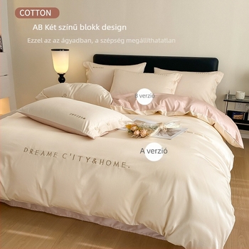 Könnyű luxus 120 szálas hosszú szálú pamut ágynemű készlet, négy darab, hímzett twill szövés, reaktív festés, súly 2000–2500 g