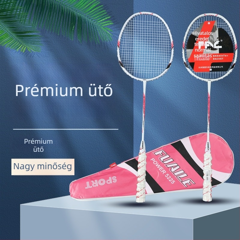 Karbon szálas keretű tollaslabdaütő, egyenes fej, tömeg 95–100 g, markolat vastagsága G2, húrok anyaga: rostszál