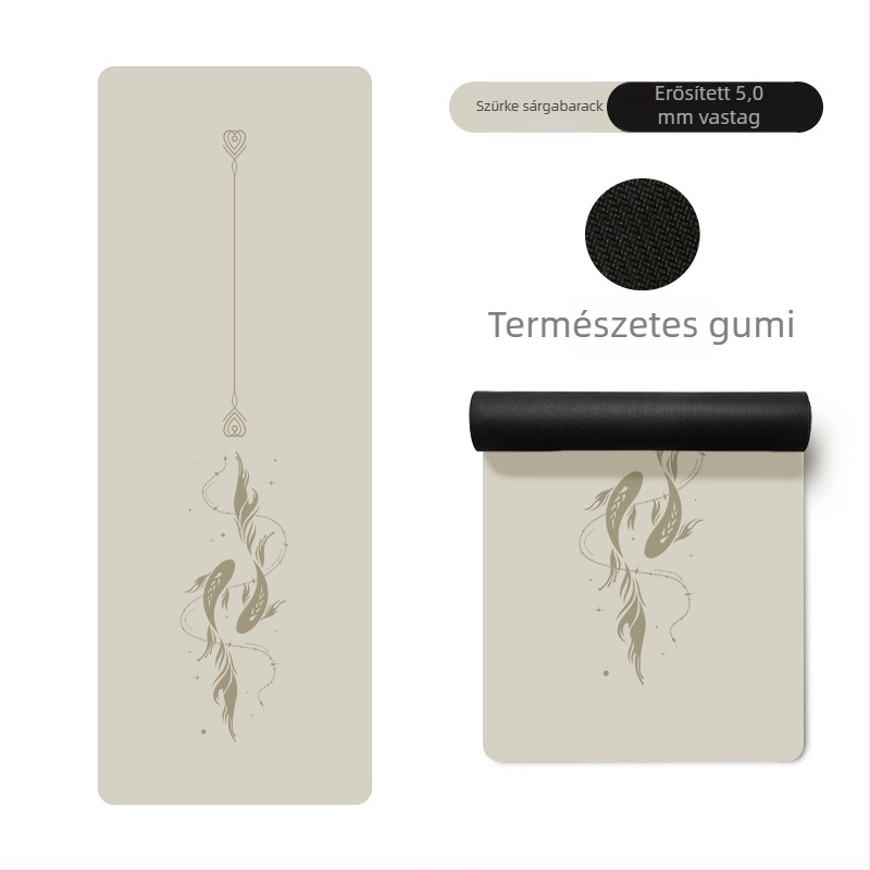 Miska PU és természetes gumi jóga matrac, csúszásmentes, 5 mm vastagság, testtartás-vonal, méret 183×68 cm, jóga, edzés és tánc számára
