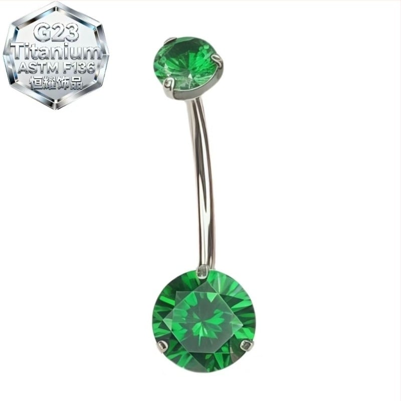 Kétszárnyú köldök piercing gyűrű – titánötvözet, 5A zirkón, geometriai forma, gyémántos megmunkálás, belső spirál