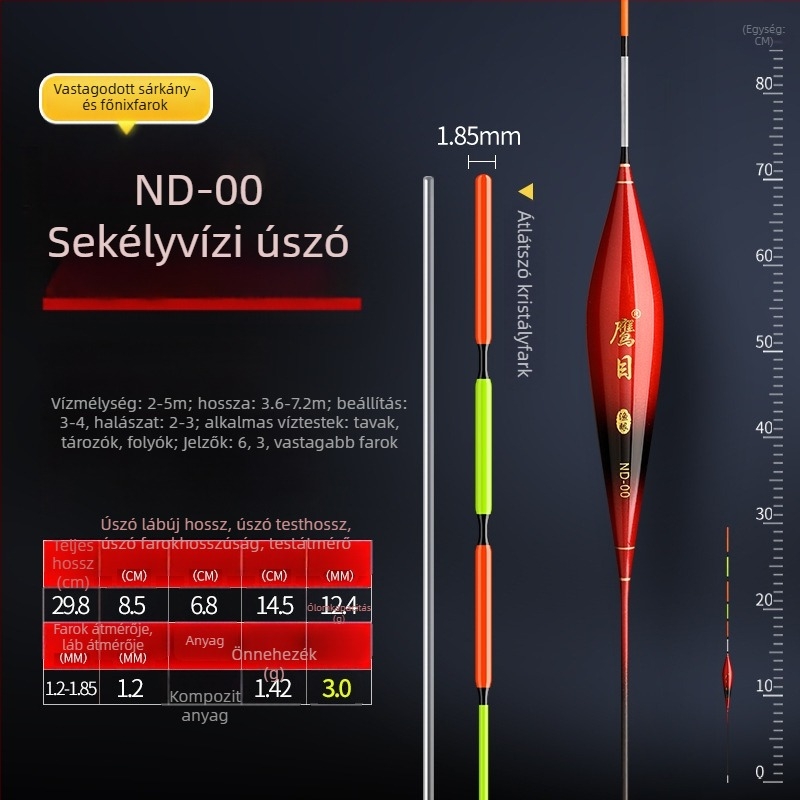 Eagle Eye horgász úszó — függőleges sodrás, nanométeres anyag, világító
