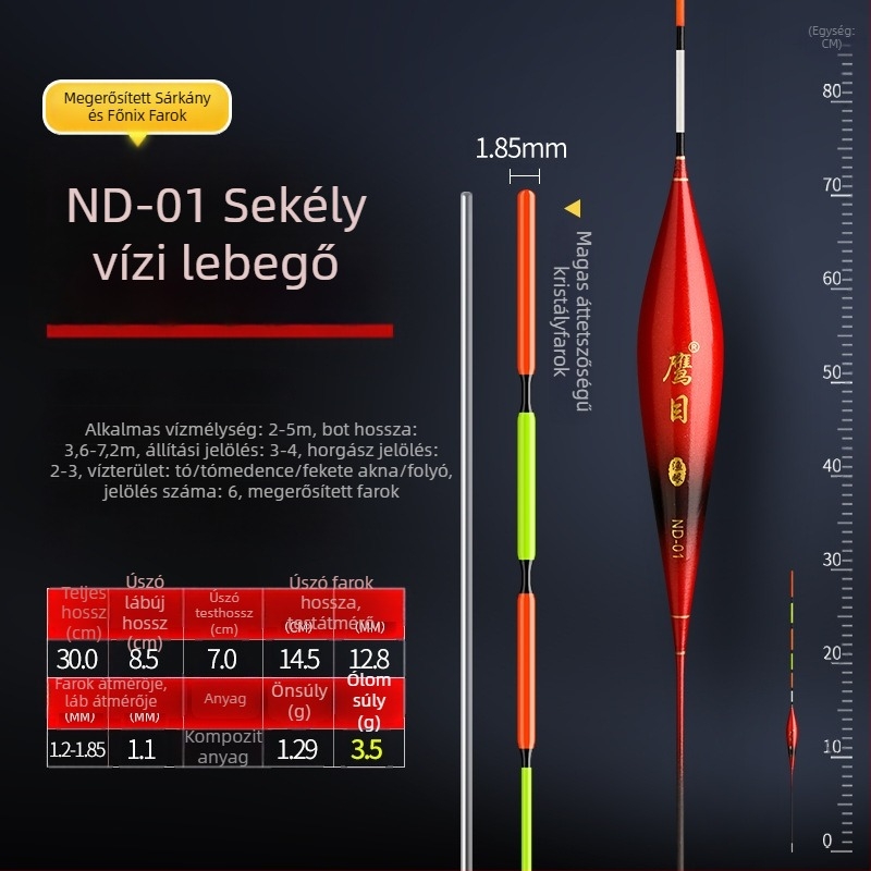 Eagle Eye horgász úszó — függőleges sodrás, nanométeres anyag, világító