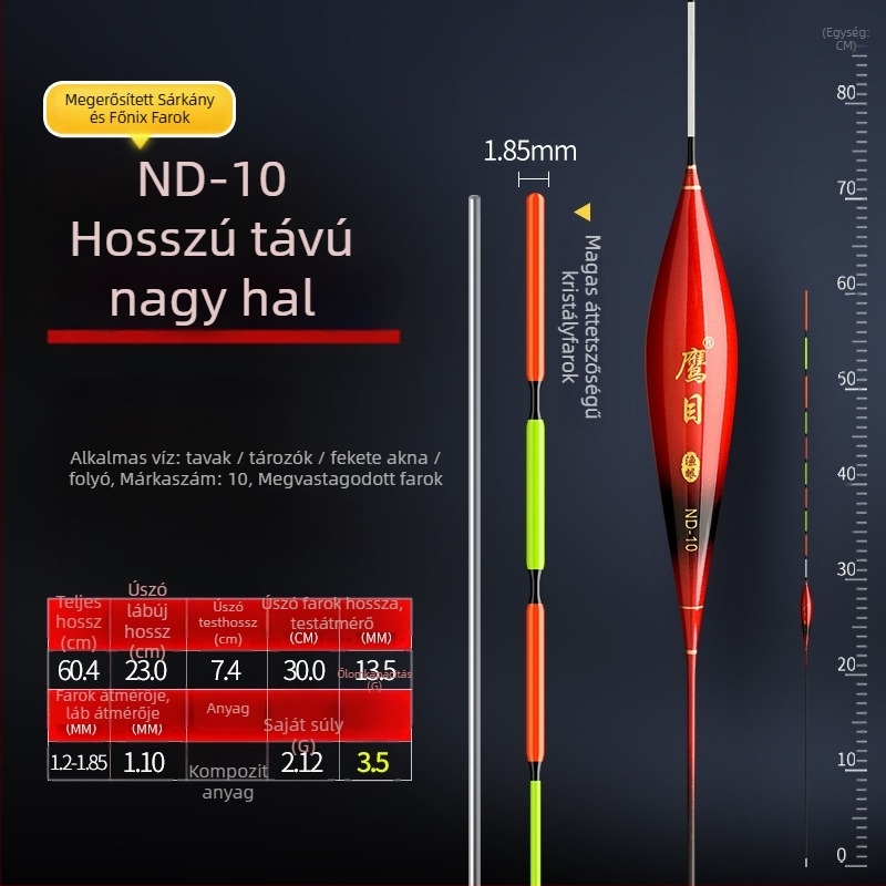 Eagle Eye horgász úszó — függőleges sodrás, nanométeres anyag, világító