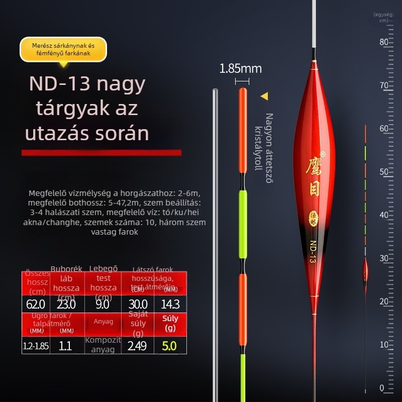 Eagle Eye horgász úszó — függőleges sodrás, nanométeres anyag, világító