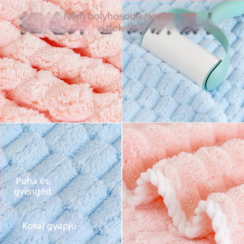 Korall fleece törölköző készlet, magas sűrűség, nedvszívó, tekerhető törölköző