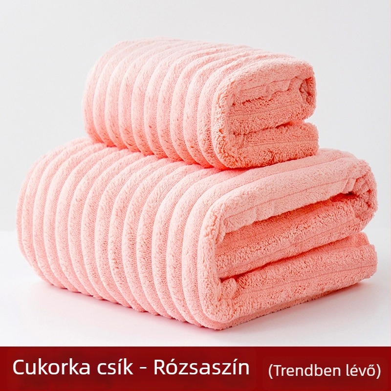 Korall fleece törölköző készlet, magas sűrűség, nedvszívó, tekerhető törölköző