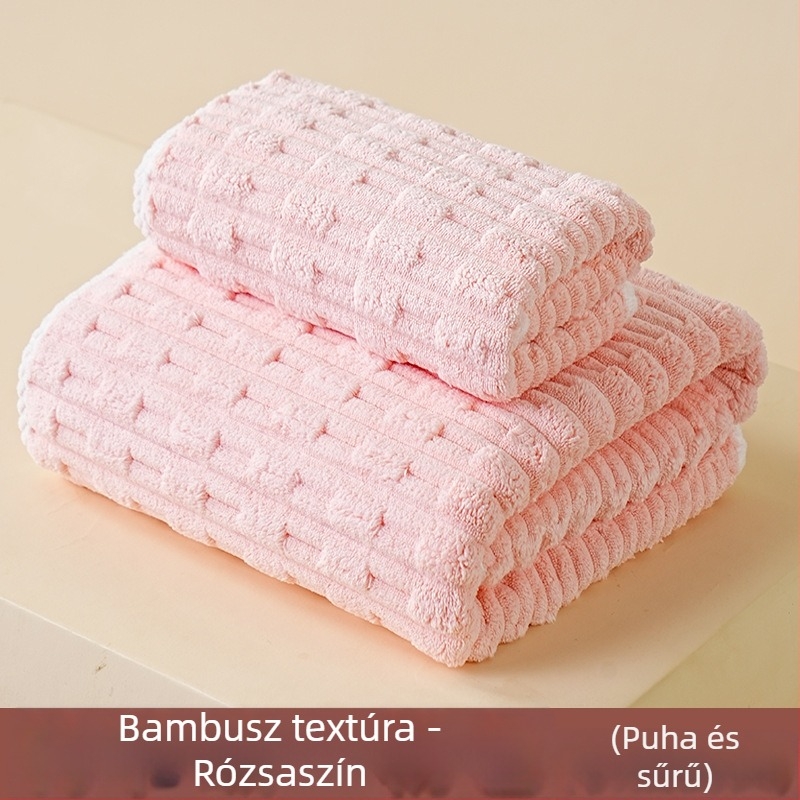 Korall fleece törölköző készlet, magas sűrűség, nedvszívó, tekerhető törölköző