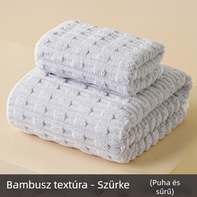 Korall fleece törölköző készlet, magas sűrűség, nedvszívó, tekerhető törölköző