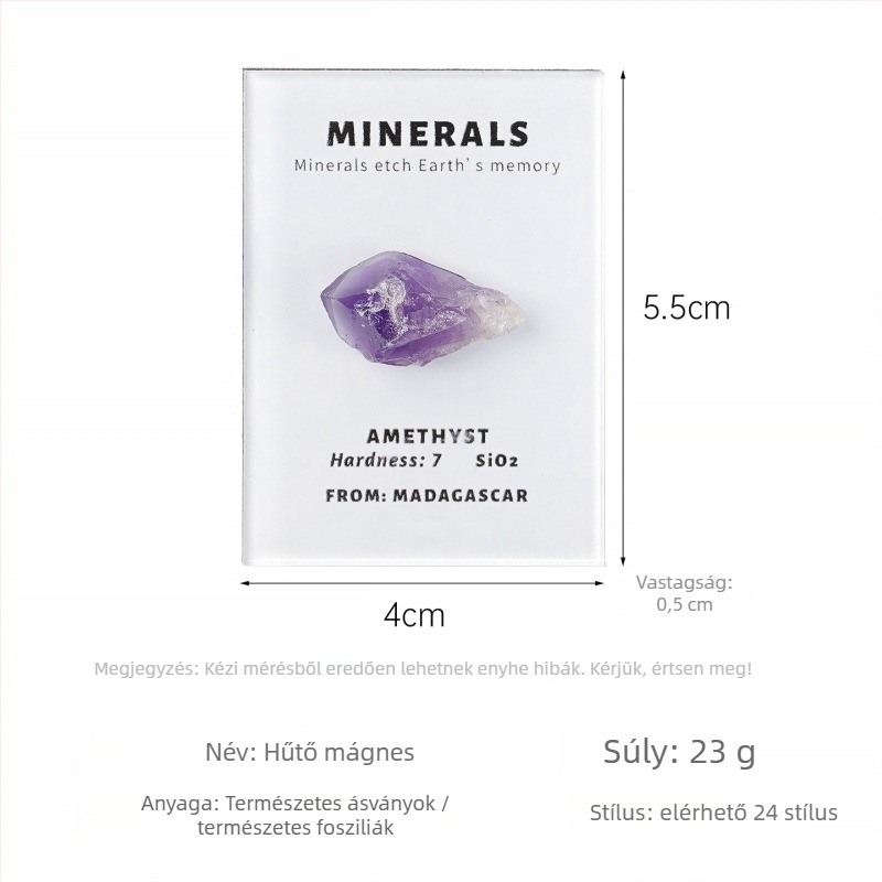 Ametiszt kristály hűtőmágnes, modern minimalist stílus, egyedi csomagolású PP zacskóban