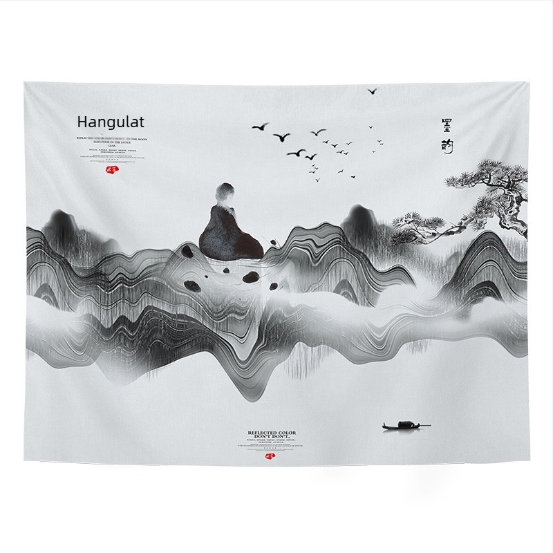 Fali dísz kínai retro táj motívummal, nappali és hálószoba dísze; Anyag: 100% poliészter; Stílus: Új klasszikus; Feldolgozás: Digitális hőtranszfer; Mintázat: Táj; Forma: Téglalap