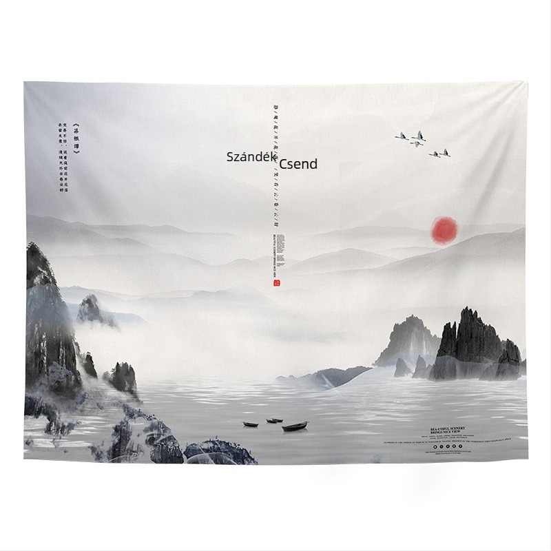 Fali dísz kínai retro táj motívummal, nappali és hálószoba dísze; Anyag: 100% poliészter; Stílus: Új klasszikus; Feldolgozás: Digitális hőtranszfer; Mintázat: Táj; Forma: Téglalap