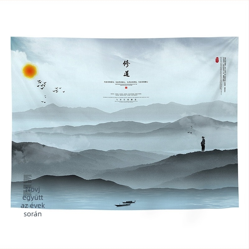 Fali dísz kínai retro táj motívummal, nappali és hálószoba dísze; Anyag: 100% poliészter; Stílus: Új klasszikus; Feldolgozás: Digitális hőtranszfer; Mintázat: Táj; Forma: Téglalap