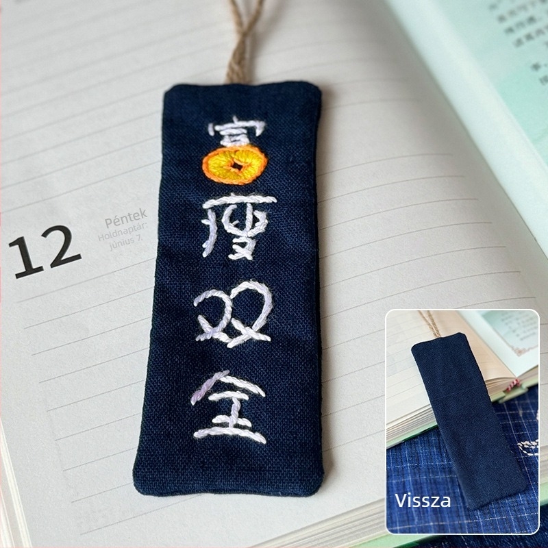 Keresztszemes készlet cheongsam medálos könyvjelzőhöz, kezdőbarát virágos minta, pamut és len anyag