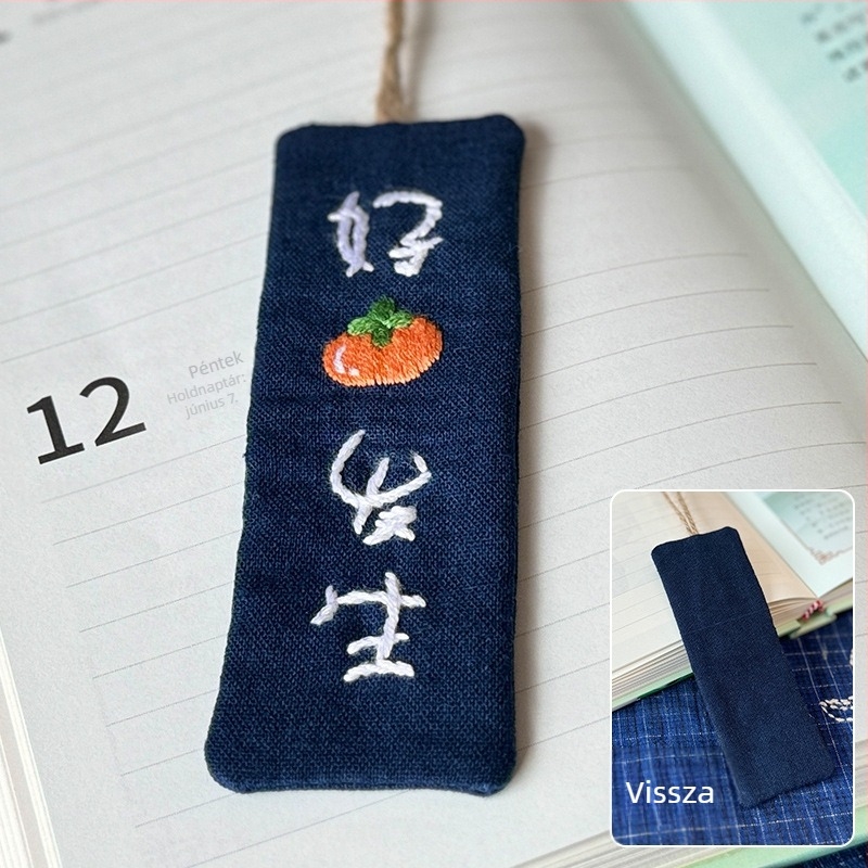 Keresztszemes készlet cheongsam medálos könyvjelzőhöz, kezdőbarát virágos minta, pamut és len anyag