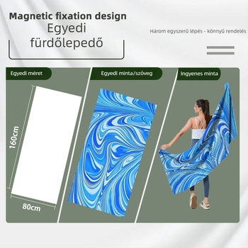 Mágneses törölköző mikroszálból, 200–300 g, 16 szál, szegélyezett, kültéri sportokra