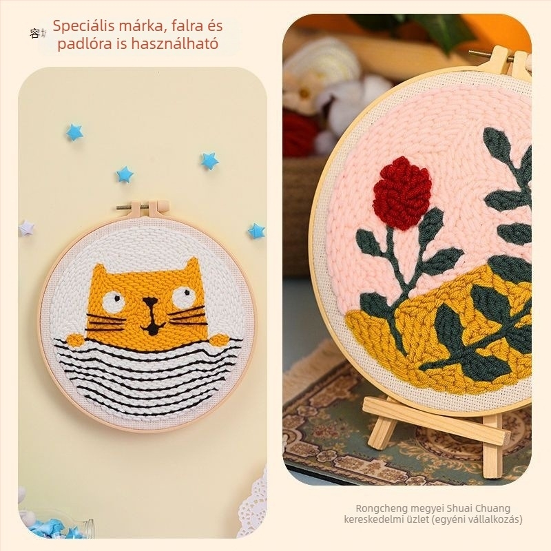 DIY fonalhímző készlet tűvel – needlepoint és keresztszemes hímzés