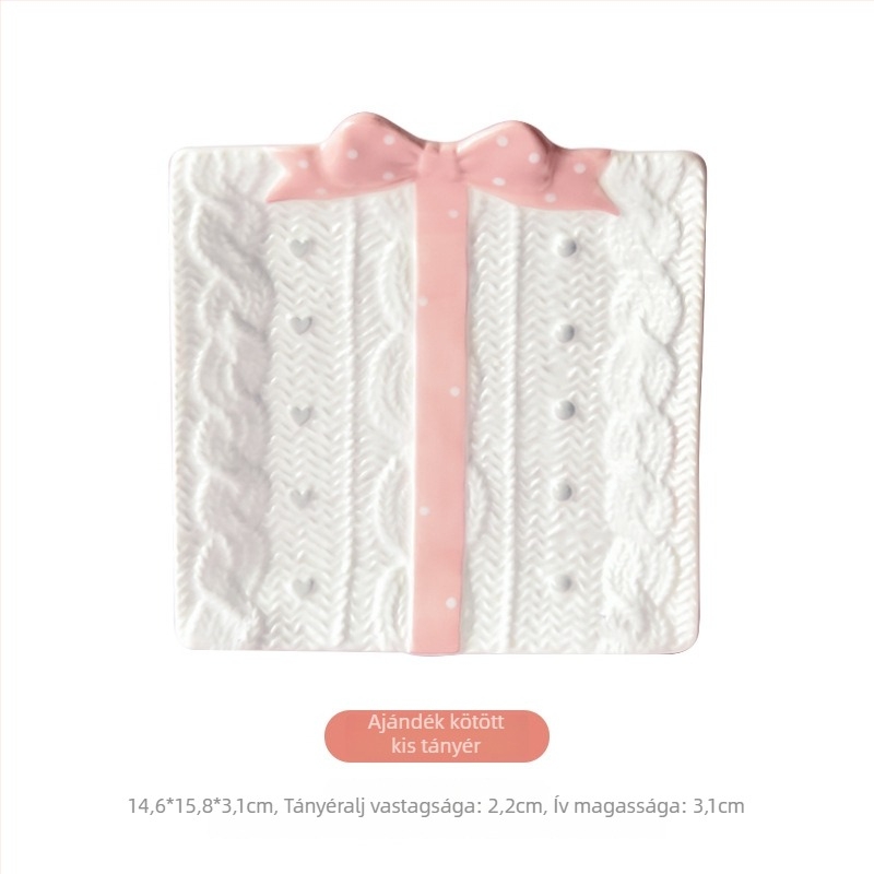 Porcelán lapos tál, szabálytalan forma, modern letisztult stílusú edénykészlet