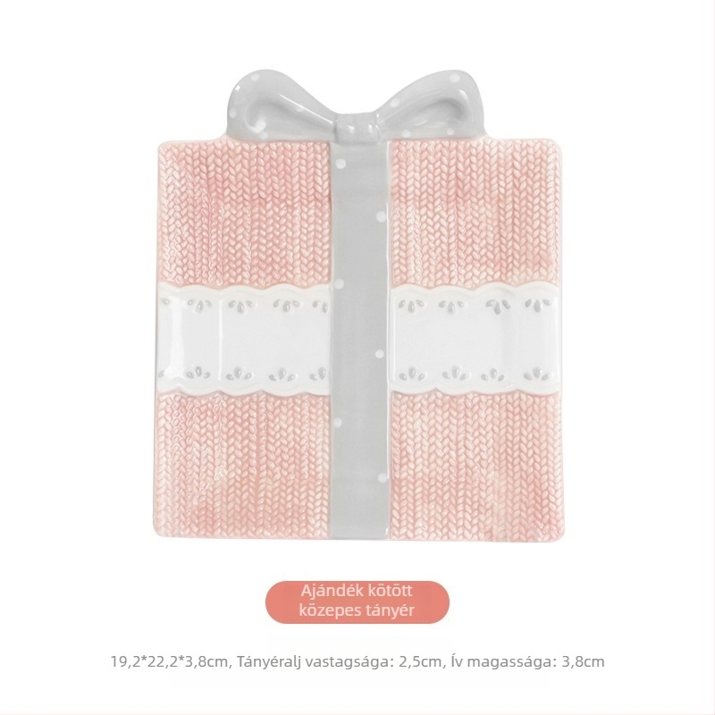 Porcelán lapos tál, szabálytalan forma, modern letisztult stílusú edénykészlet