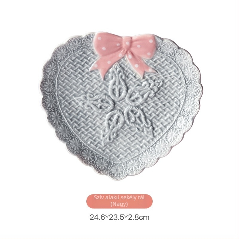 Porcelán lapos tál, szabálytalan forma, modern letisztult stílusú edénykészlet