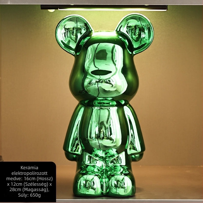 Kerámia medve figuradísz szett elektroplakált felülettel, könnyed luxus stílusú modern otthoni dekoráció, testre szabható