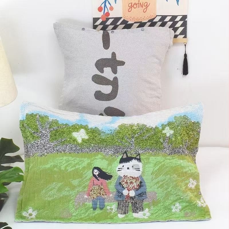 Pamut jacquard párnahuzat gombos záródással, egy darab