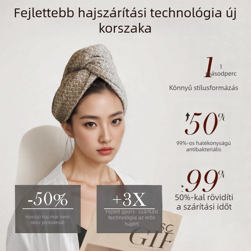 Mikroszálas hajszárító sapka jacquard wafelszövésével, 120–139 g