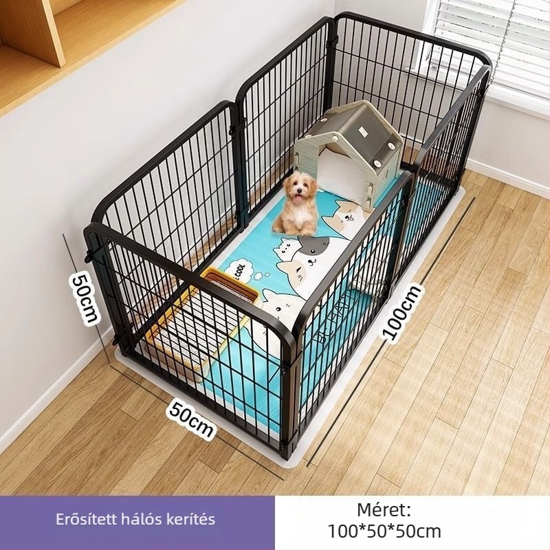 Rozsdamentes acélból készült kutyaketrec beltéri használatra