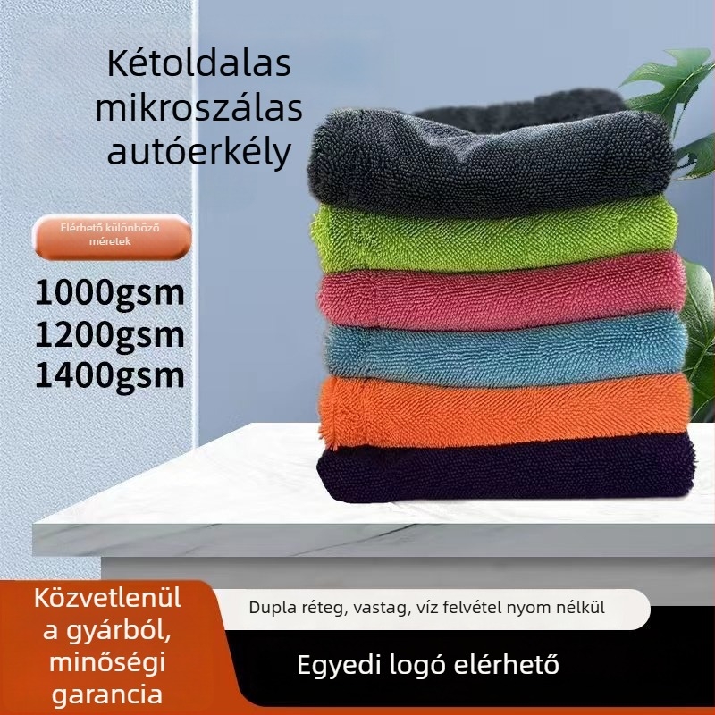 Kétoldalas sűrített mikroszálas autó törölköző — nyom nélkül, rendkívül nedvességelnyelő, többfunkciós, logóval testre szabható