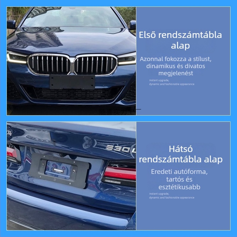 BMW 5 Series első és hátsó rendszámtábla alap, tartók és GT keret
