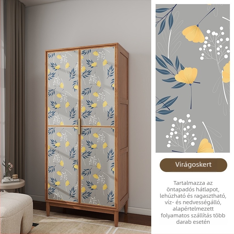Ruhásszekrény matricák virágos motívummal – öntapadó, környezetbarát, formaldehid-mentes, francia stílusú dekoráció