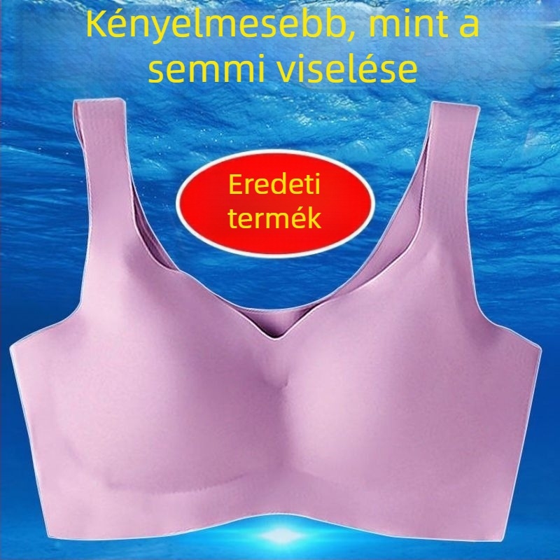 Ice Silk vékony sportmelltartó, varrat nélküli alváshoz, japán stílusú, vezeték nélküli push-up, teljes kosár