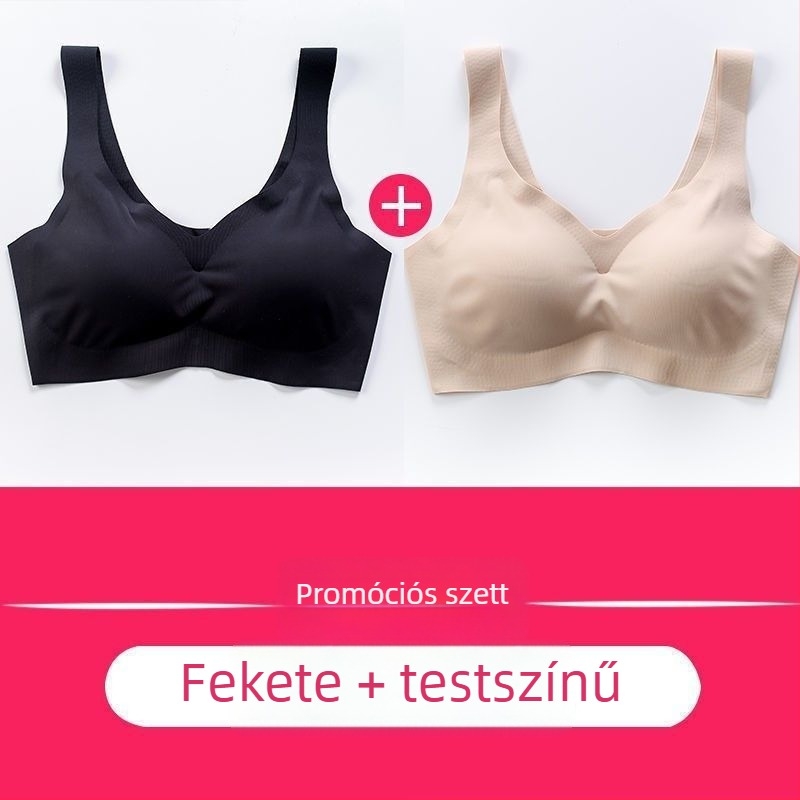 Ice Silk vékony sportmelltartó, varrat nélküli alváshoz, japán stílusú, vezeték nélküli push-up, teljes kosár