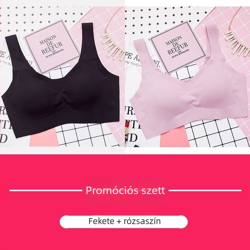 Ice Silk vékony sportmelltartó, varrat nélküli alváshoz, japán stílusú, vezeték nélküli push-up, teljes kosár