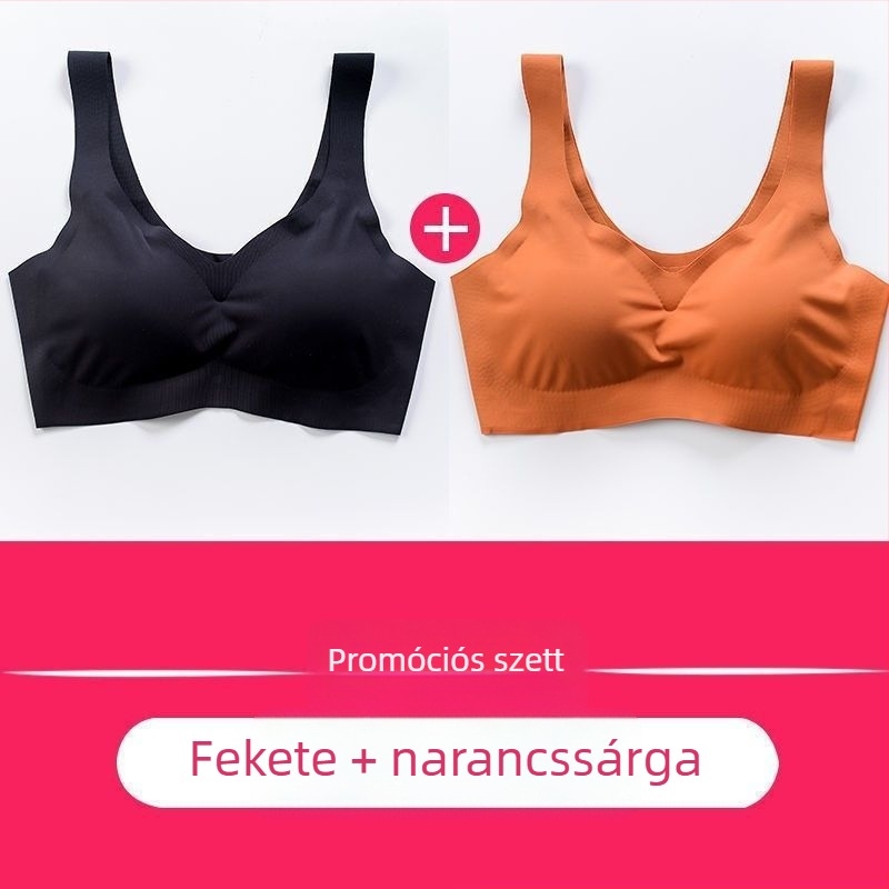 Ice Silk vékony sportmelltartó, varrat nélküli alváshoz, japán stílusú, vezeték nélküli push-up, teljes kosár
