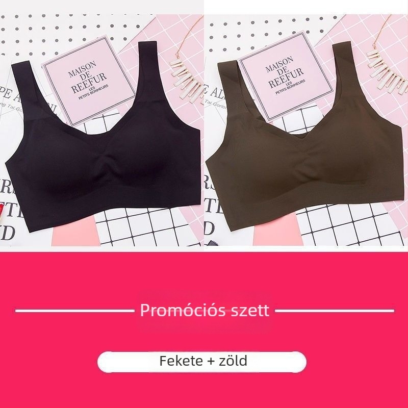 Ice Silk vékony sportmelltartó, varrat nélküli alváshoz, japán stílusú, vezeték nélküli push-up, teljes kosár
