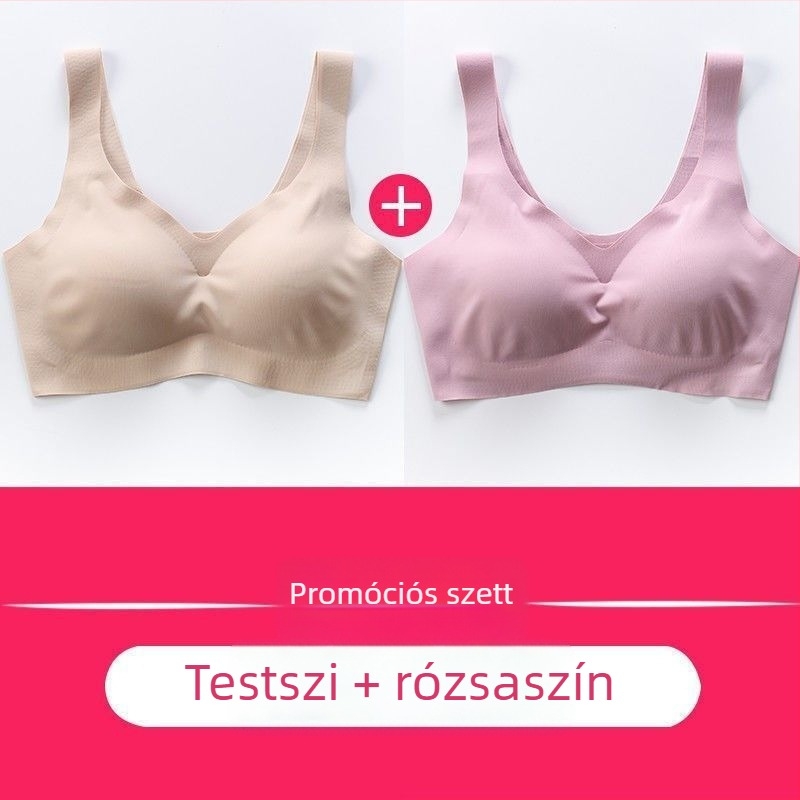 Ice Silk vékony sportmelltartó, varrat nélküli alváshoz, japán stílusú, vezeték nélküli push-up, teljes kosár