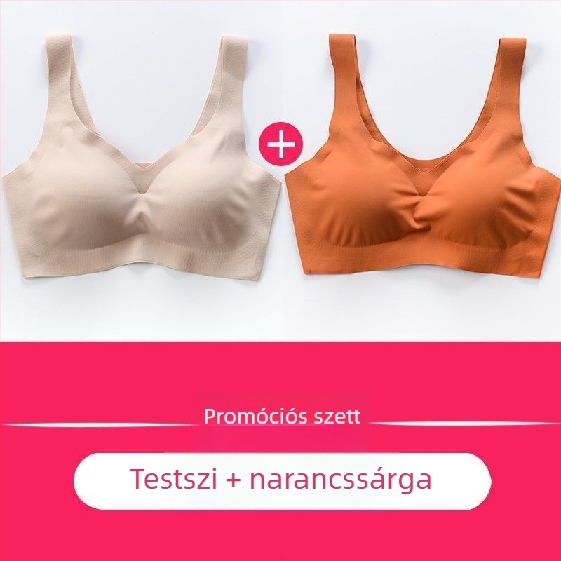 Ice Silk vékony sportmelltartó, varrat nélküli alváshoz, japán stílusú, vezeték nélküli push-up, teljes kosár